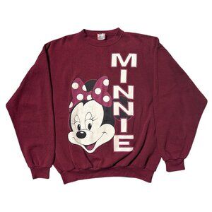 90s vintage Minnie Mouse sweatshirt burgundy Disney Designs Crewneck One Size.